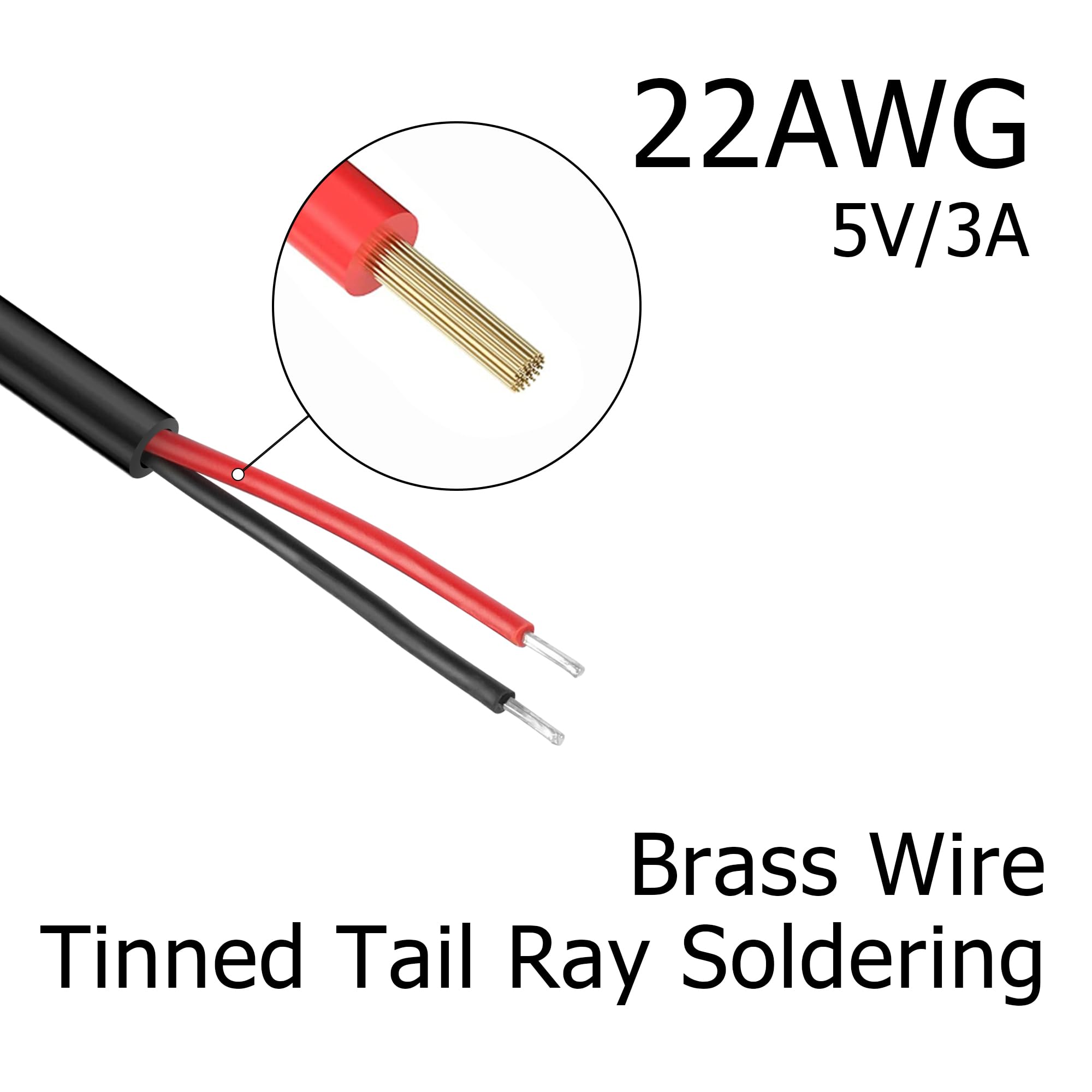YAODHAOD Micro USB Kabel Auf Blanke Enden – 5 Stück, 1m, 22 AWG, 5V/3A – Perfekt Für DIY Und Reparaturen