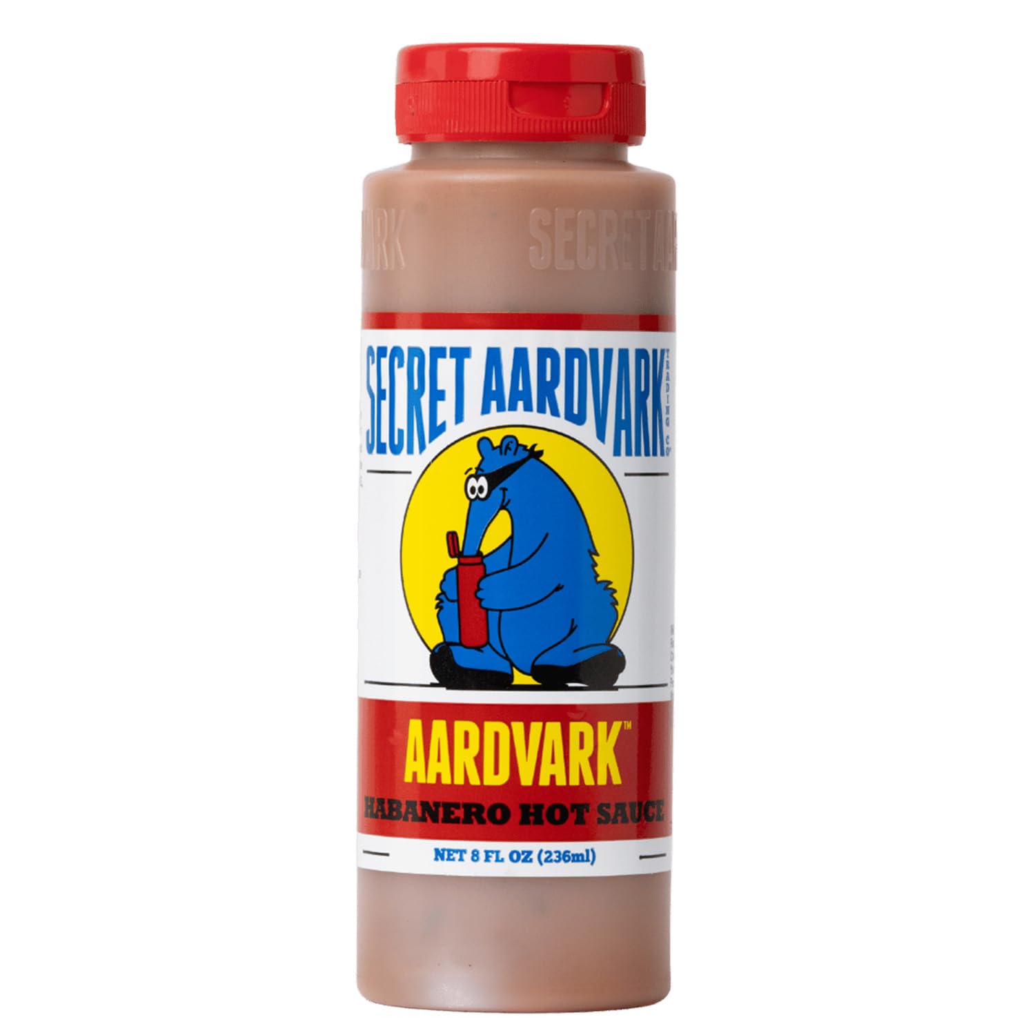Secret Aardvark Habanero Hot Sauce - Habanero Peppers & Roasted Tomatoes, Medium Spiced Hot Sauce, BBQ Sauce, Non-GMO, Low Sugar, Low Carb, Hot Sauce & Marinade - 8 fl oz 1 Pack