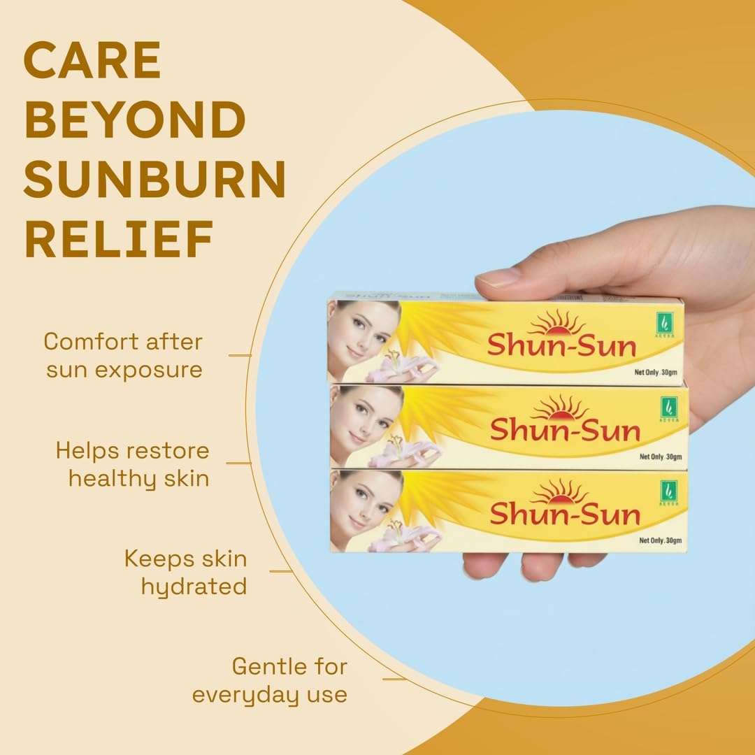 Adven Shun-Sun Sunburn Relief Ointment, Soothes Sunburn And Reduces Redness, Deep Hydration For Sun-Stressed Skin, Promotes Skin Regeneration, 3 x 30 g 2