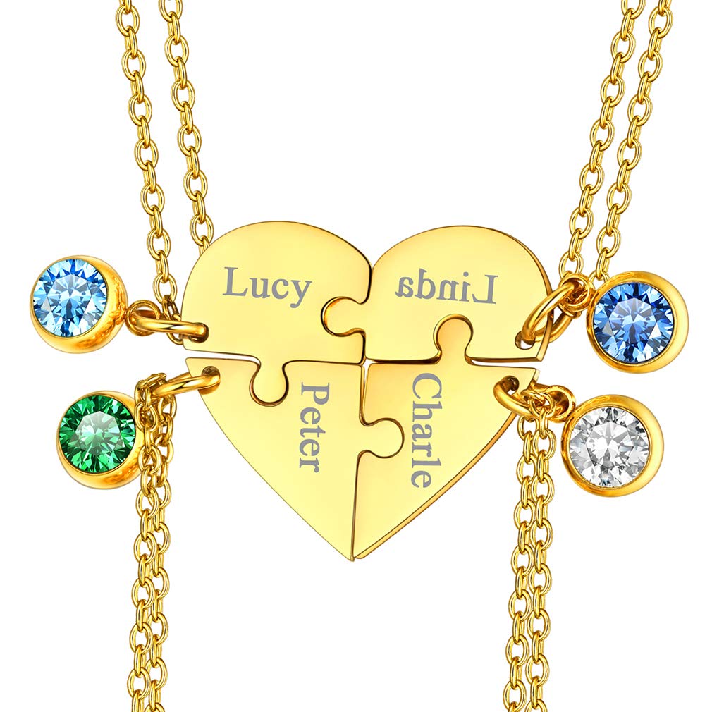 FaithHeart personalisierte Puzzle Anhänger DIY Namenskette aus Edelstahl BFF Freundschaftskette Familienkette mit Gravur Puzzle Kette für 2/3/4/5/6/7/8