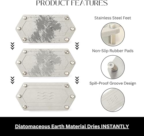Miniatura 6 de Organizador de baño de secado instantáneo, bandeja de piedra absorbente de agua para fregadero, organizador de fregadero de secado rápido (gris)