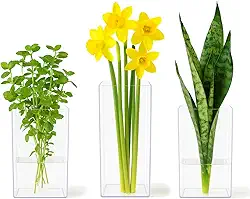 Kit 3 Vasos Decorativos para Flores e Plantas, Acrílico Transparente