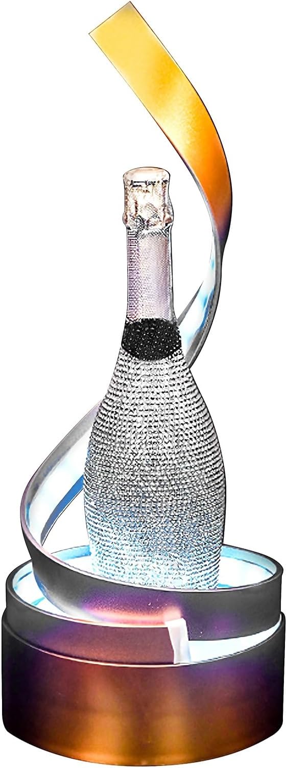 LED Lighted Liquor Bottle Display Shelf ABS Material S-Shaped Illuminated Wine Rack Champagne Bottle Display Stands for Bars, Hotel, Nightclub(White)