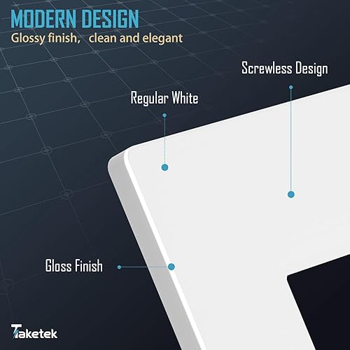 Miniatura 3 de TAKETEK Placa de pared decorativa sin tornillos, cubiertas blancas de placa de interruptor de 2 bandas, placa de cubierta de interruptor,