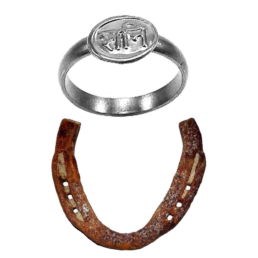 Shani Rind THE ASTRO HUB Combo Pack of Black Shani Ring and Black Horse Shoe for ...