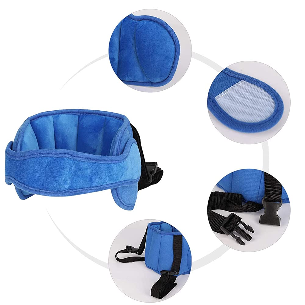 Verstellbares Kopfstützband für Autositz, Kopfstütze, Sicherheitsgurt, Nackenentlastung, Blau