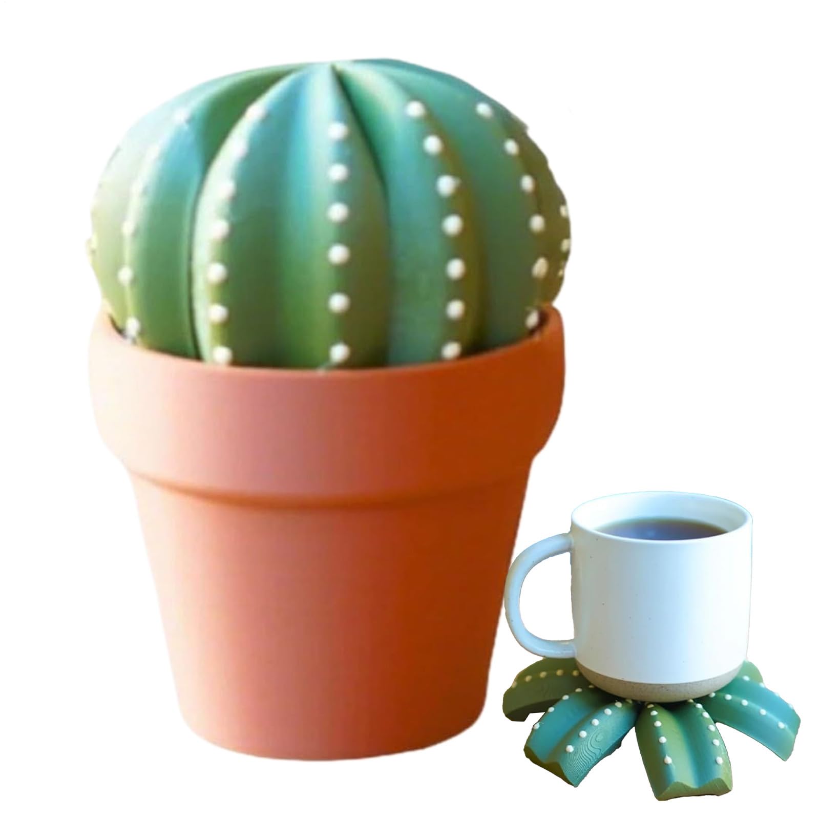 Sous-verre 3D cactus avec pot de fleurs déco et son support pliable original