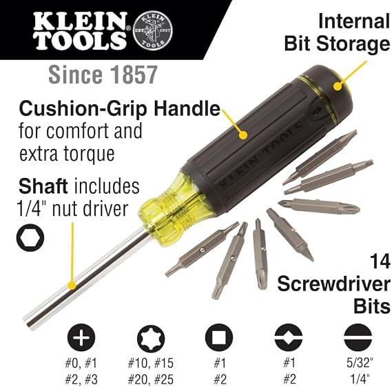 Multi-Bit Screwdriver with Storage 15 Piece KLEIN TOOLS 32290