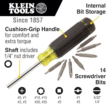 Multi-Bit Screwdriver with Storage 15 Piece KLEIN TOOLS 32290