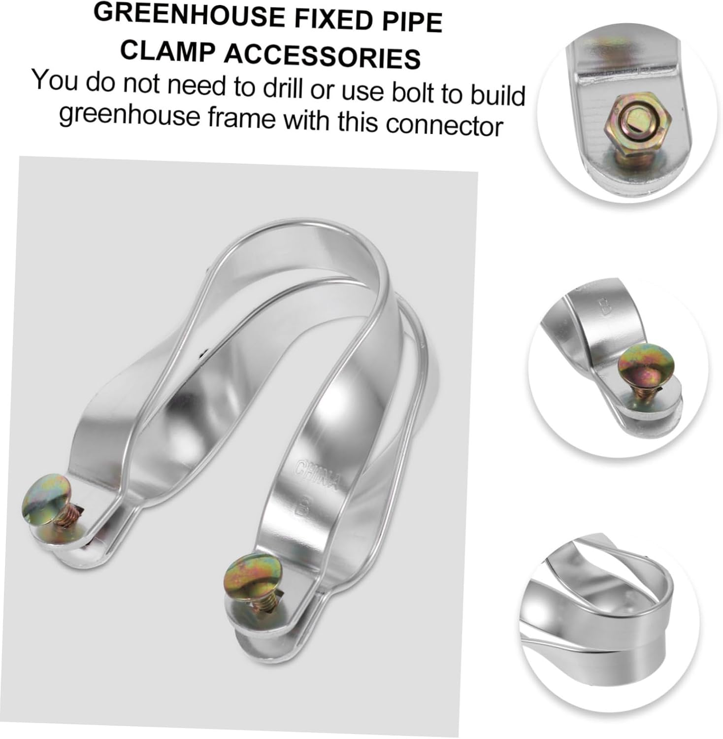 LIOOBO 5 Sets Heavy Duty Shaped Aluminum Clips for Greenhouse Frame Replacement Durable Brackets Easy No Drill Installation Compatible with Φ Φ Tubes