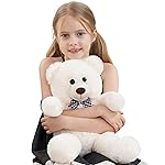 MorisMos Bow Tie Teddy Bear Stuffed Animal, 20 Inch Classic Stuffed Bears Plush, Cuddly Hugging Bear Gift for Toddler, Kids, Baby Shower & Birthday, White