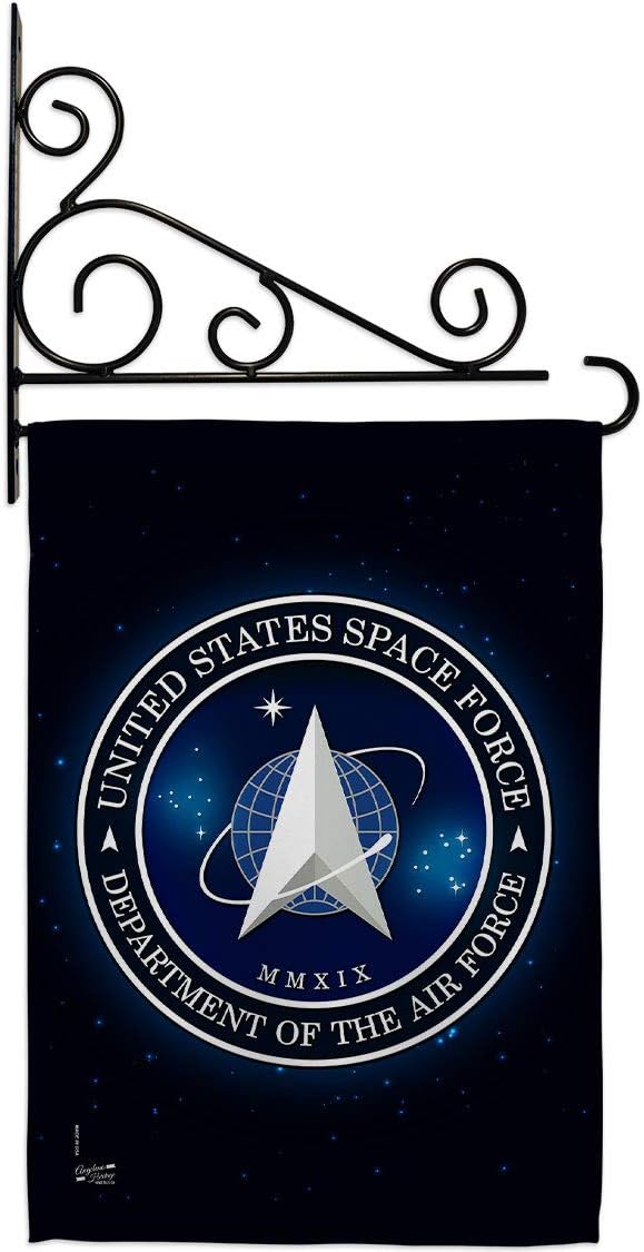 Space Force Garden Flag Set Wall Holder Armed Forces USSF United State Air American Military Delta Official Small Decorative Gift Yard House Banner Double-Sided Made In USA 13 X 18.5