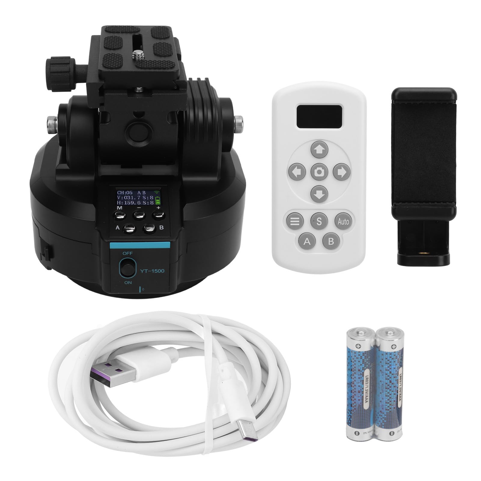 360 Degree Panoramic Tilt Tripod Head, Motorized Camera Mount for Mobile Phones, Cameras, 2.4G Remote Control, Visual Screen,