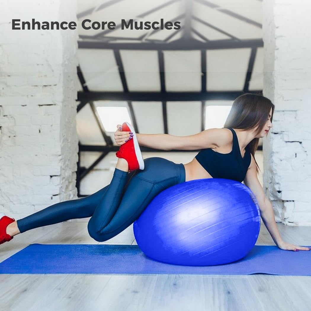 PONDON Set di attrezzature per batteria cardio, palla da 66 cm con pompa e bastoncini da 90,7 g, palla per esercizi aerobici per allenamento, stabilità, pilates, yoga, ginnastica in gravidanza