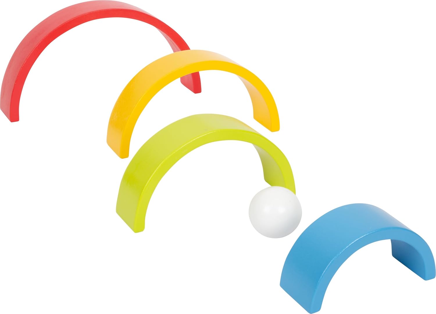 Wooden Rainbow Building Blocks with Ball (Large) by Small Foot – Babies Learn Hand-Eye Coordination, Patterns, Colors While Developing Fine Motor Skills – Educational Game for Toddlers –Age 12+ months