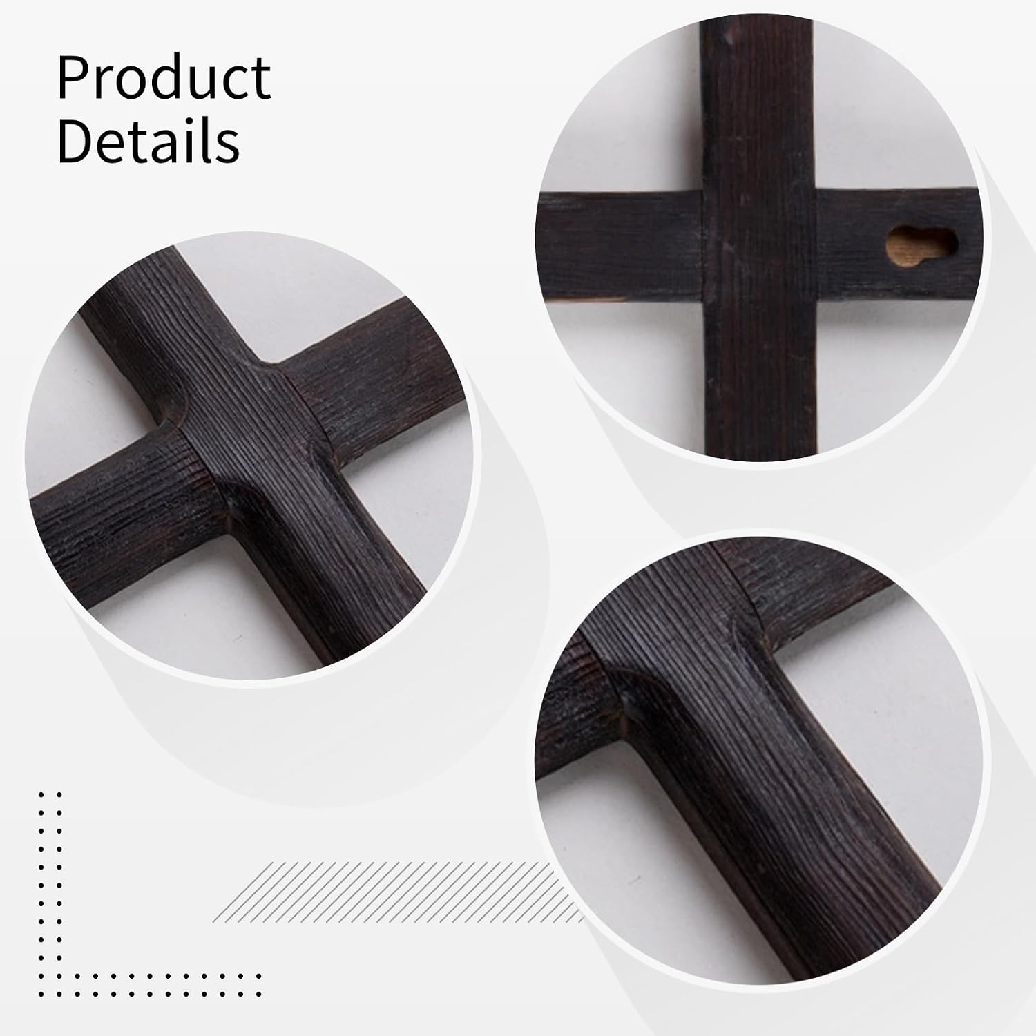 DORMIYA Epicover Rustic Wooden Cross, Black Pine Wood Wall Mounted Cross with Charred Finish, Hanging Holy Jesus, Perfect for Home, Office, and Church Decor, 11 x 6.3 inches