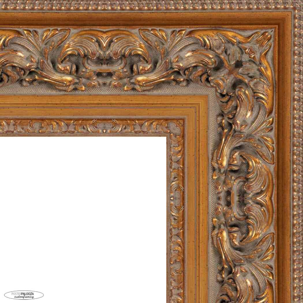 Poster Palooza 16x16 Ornate Antique Gold Complete Wood Square Picture Frame with UV Acrylic Plexiglass, Foam Board Backing & Hardware Included