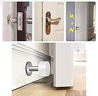 Vista 2 de Topes de puerta con calcomanías adicionales, tope de puerta autoadhesivo con goma blanca y cuerpo de acero inoxidable, parachoques de puerta