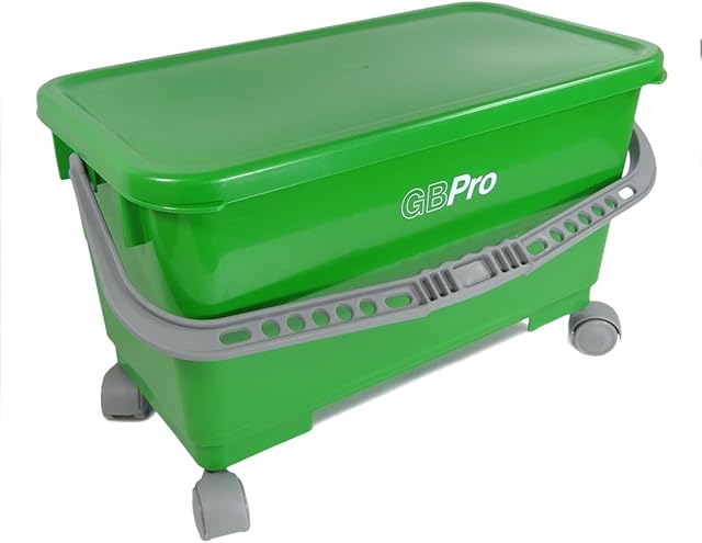 GBPro 24 Litre Window cleaners/Floor cleaning bucket with watertight lid + Wheels, Hangers