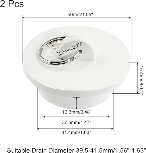 Miniatura 7 de 2 tapones de drenaje de goma blanca, tapón de drenaje de goma de 1-18 pulgadas, tapón de drenaje con anillo para colgar para cocina, lavandería,