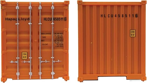 Miniatura 3 de Walthers SceneMaster Contenedor de lado corrugado Hi-Cube de 40 '- Hapag-Lloyd (naranja, azul) 949-8254 HO Scale Model Railroad - Modelo de carga