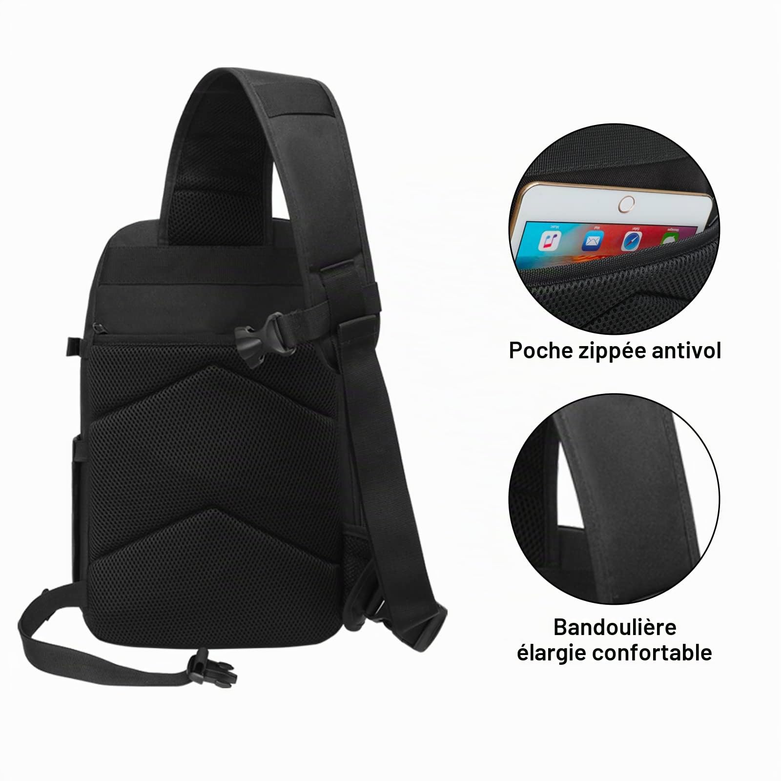 MOSISO Caméra Sling Sac Compatible avec Canon/Nikon/Sony/Fuji,Noir