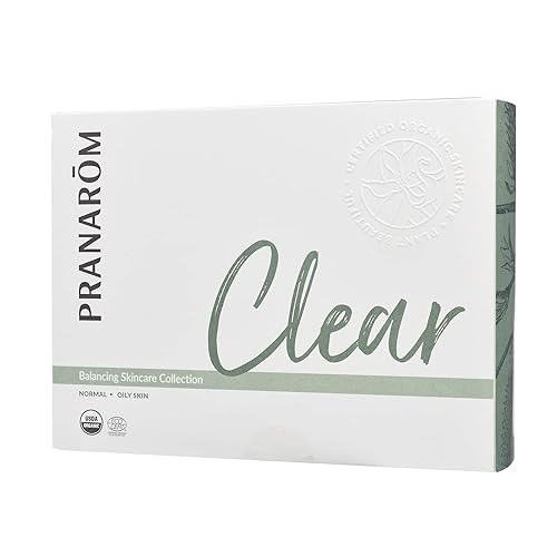 Pranarom Skincare Collection - Juego de aceite esencial 100% puro y orgánico de limpieza facial, aceite hidratante y niebla facial (kit transparente