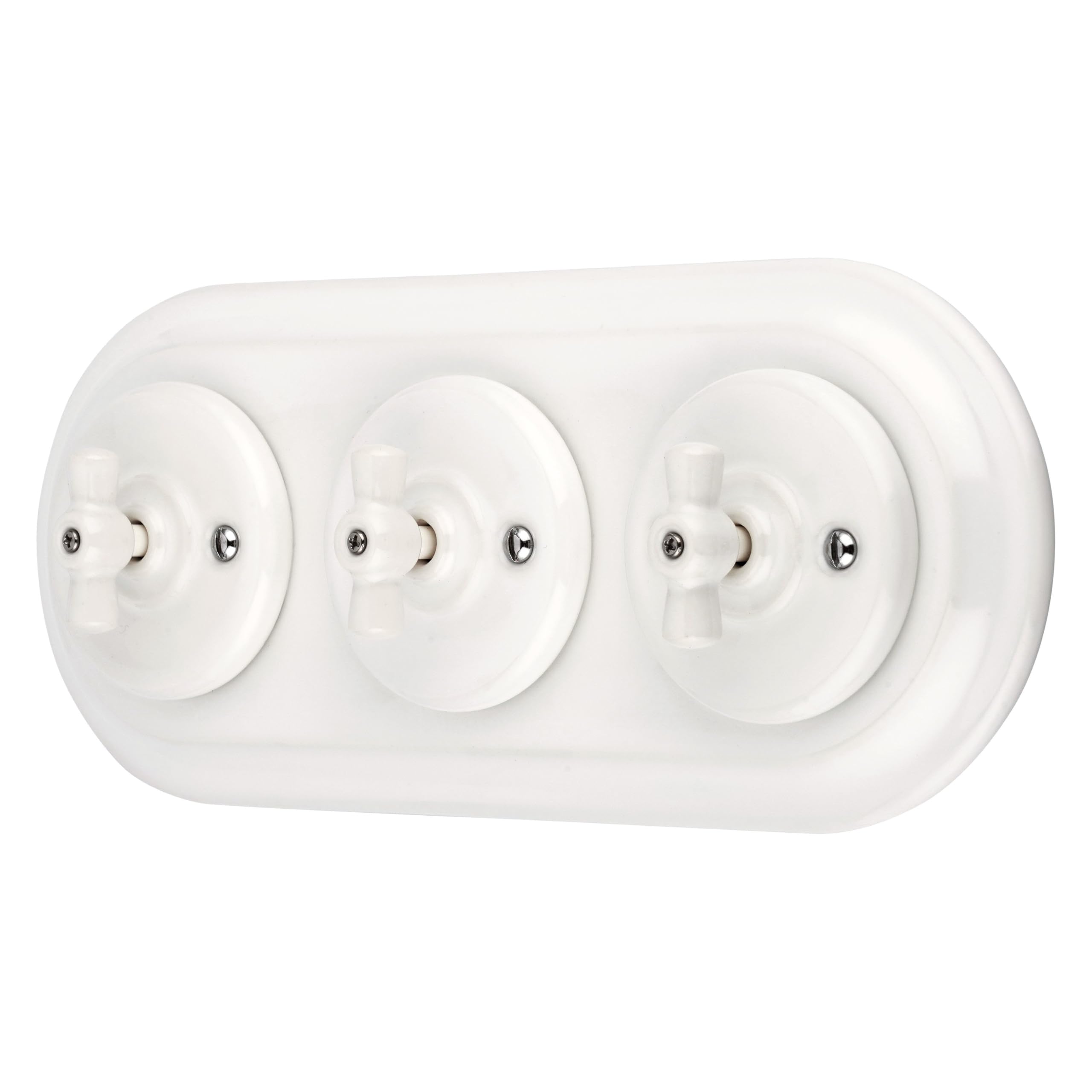 Interruptores rotativos de porcelana empotrables (3 enchufes, todo en uno), serie PR1, color blanco
