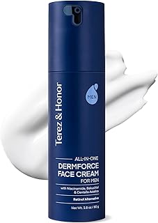 TEREZ & HONOR 6-in-1 Face Cream for Men: Korean DermForce Anti-Aging Moisturizer with Niacinamide, Bakuchiol & 5-CICA – Hydrates, Smooths & Helps Reduce Wrinkles, Dark Circles & Eye Bags – 2.8 oz