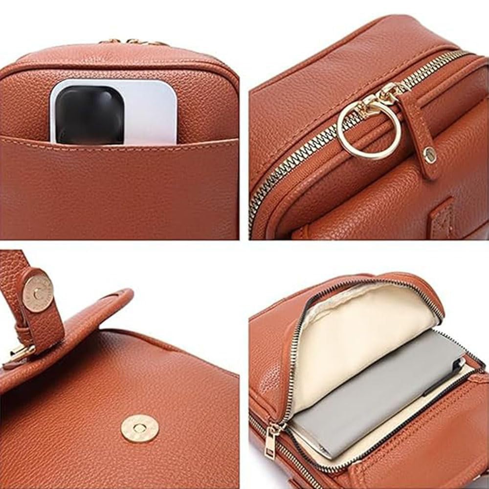 Bolsos cruzados de piel sintética para mujer, Bolso bandolera antirrobo, Bolso de hombro ajustable