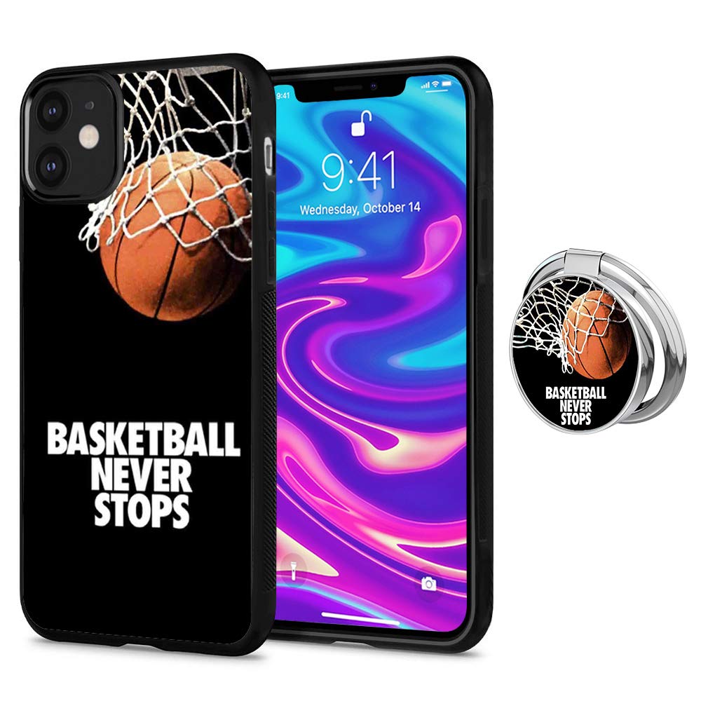 2020 Newly Case Compatible with iPhone 12 Mini Universal Custom Basketball case for iPhone 12 Mini with Ring Holder Kickstand Rotational Soft TPU Bumper Shell Cover for iPhone 12 Mini
