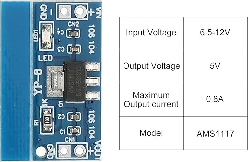 Miniatura 5 de MECCANIXITY Convertidor de corriente CC-CC AMS1117 6.5-12V a 5V 0.8A azul para transformadores de potencia con pasador de frecuencia, paquete de 10