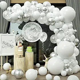 Kit Arco Desconstruido Branco Prata e Cristal + Fita 5mts
