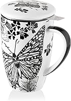 Vista 29 de Sweejar Taza de Té de Porcelana con Infusor y Tapa, Tetera con Filtro, Colador Infusor de Tazas de Té de Hojas Sueltas, 16 Fl Oz para Azul degradado