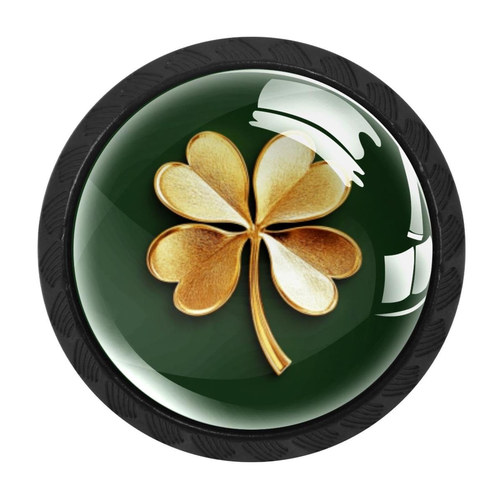 CHENZZZZ 4PCS St. Patrick's Day Dresser Knob Round Glass Drawer Knobs Pulls Cabinet Handle for Home Kitchen Office Bathroom Wardrobe Cupboard