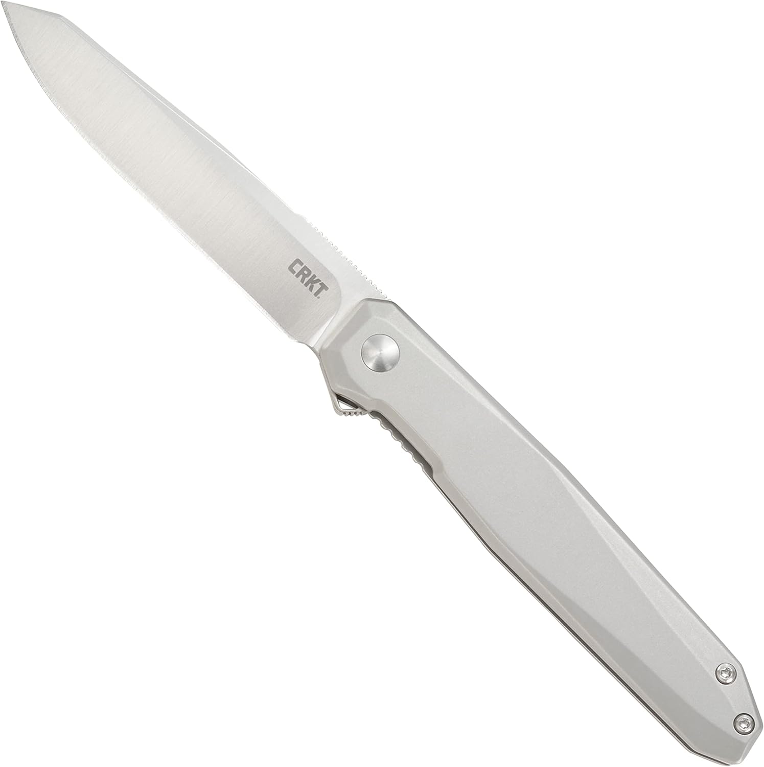 CRKT Facet Everyday Carry Assisted Folding Knife with Frame Lock: D2 Plain Edge Blade, Stainless Steel Handle, Pocket Clip, K230XXP