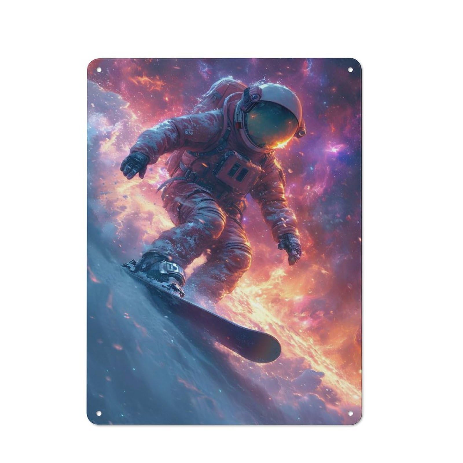Astronaut in Space Surfer Metal Tin Sign for Pet Owners, Birthday, Christmas Or Housewarming Gift, 40x30cm