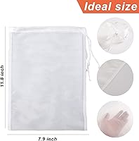 Vista 6 de Kimmama Paquete de 4 bolsas de leche de nueces, colador de nailon de grado alimenticio, bolsa de tela de queso de 7.9 x 11.8 pulgadas para colar