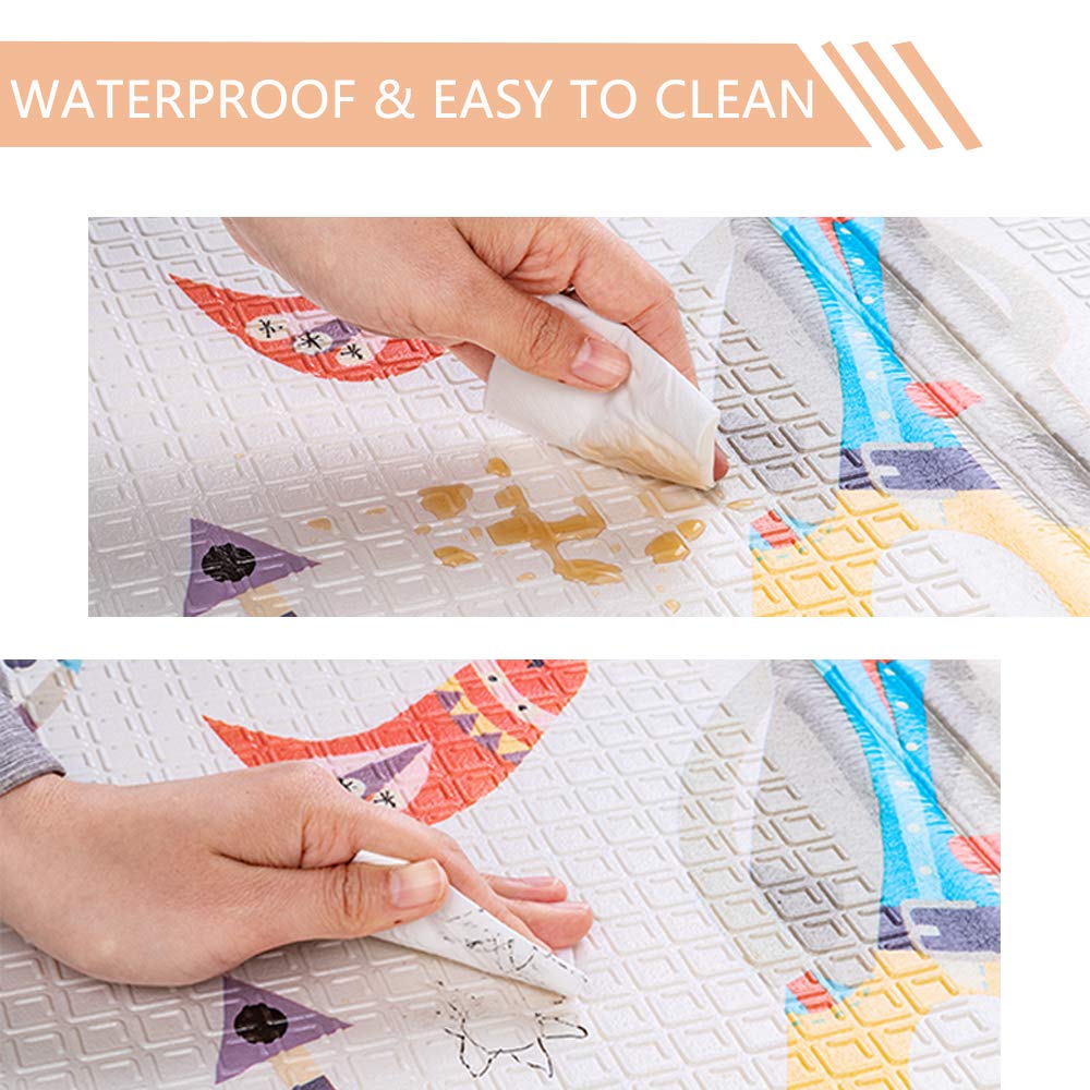 JOYMOR Baby Play Mat - Folding Toddlers Crawling Mat - Extra Large Foam Playmat for Infants - Waterproof Double-Sided Cushioned Floor Mat-Foldable & Reversable Playmat (78.7 x 59.1 in)