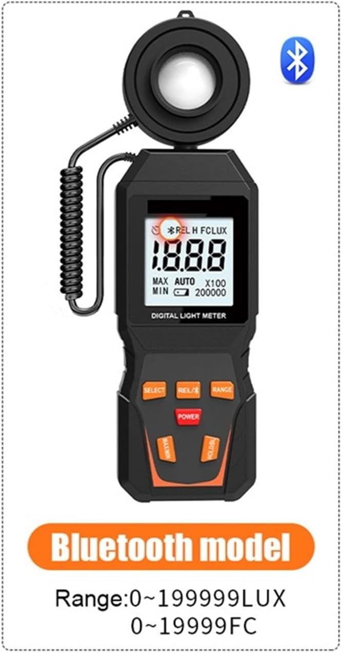 Photographic Light Meters Digital Lux Meter Max 200,000Lux Lux Meter Brightness Lux Fc Test Lux Meter Photometer Car LCD Lux Meter for Plants Aquarium Light Tester