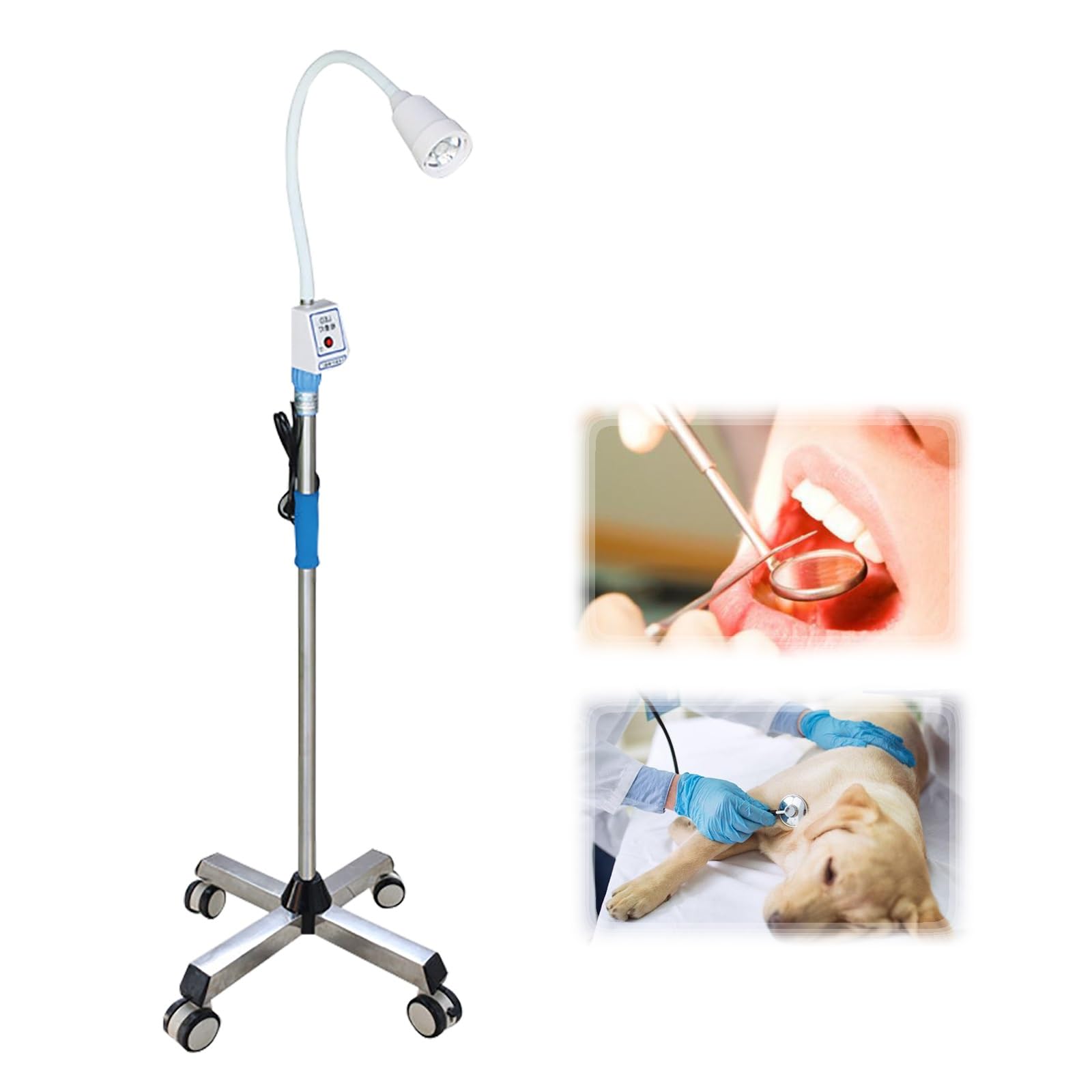 Lampa do badań medycznych LED lampa chirurgiczna z ruchomą podstawą, regulacja wysokości do ginekologii i badania stomatologicznego, przenośne i wszechstronne rozwiązanie oświetleniowe