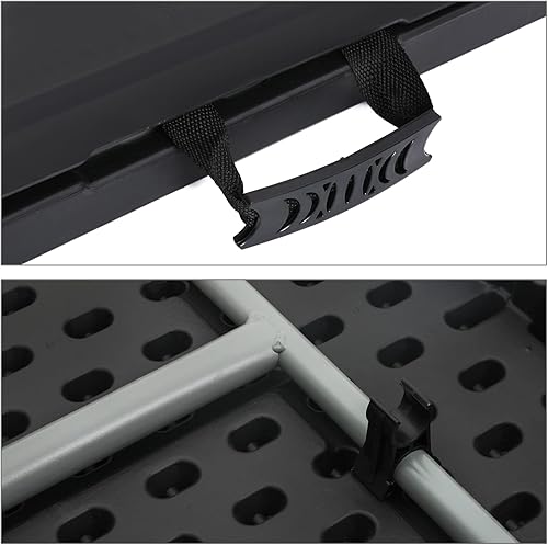 Vista 47 de MoNiBloom Mesa plegable de 6 pies, mesas de comedor de plástico portátiles resistentes plegables por la mitad, escritorio para interiores y Negro