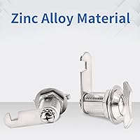 Vista 3 de 2 cerraduras de leva compensadas de 1 pulgada, cerraduras cromadas sin bloqueo, cerradura de repuesto para gabinete giratorio sin llave para cajón