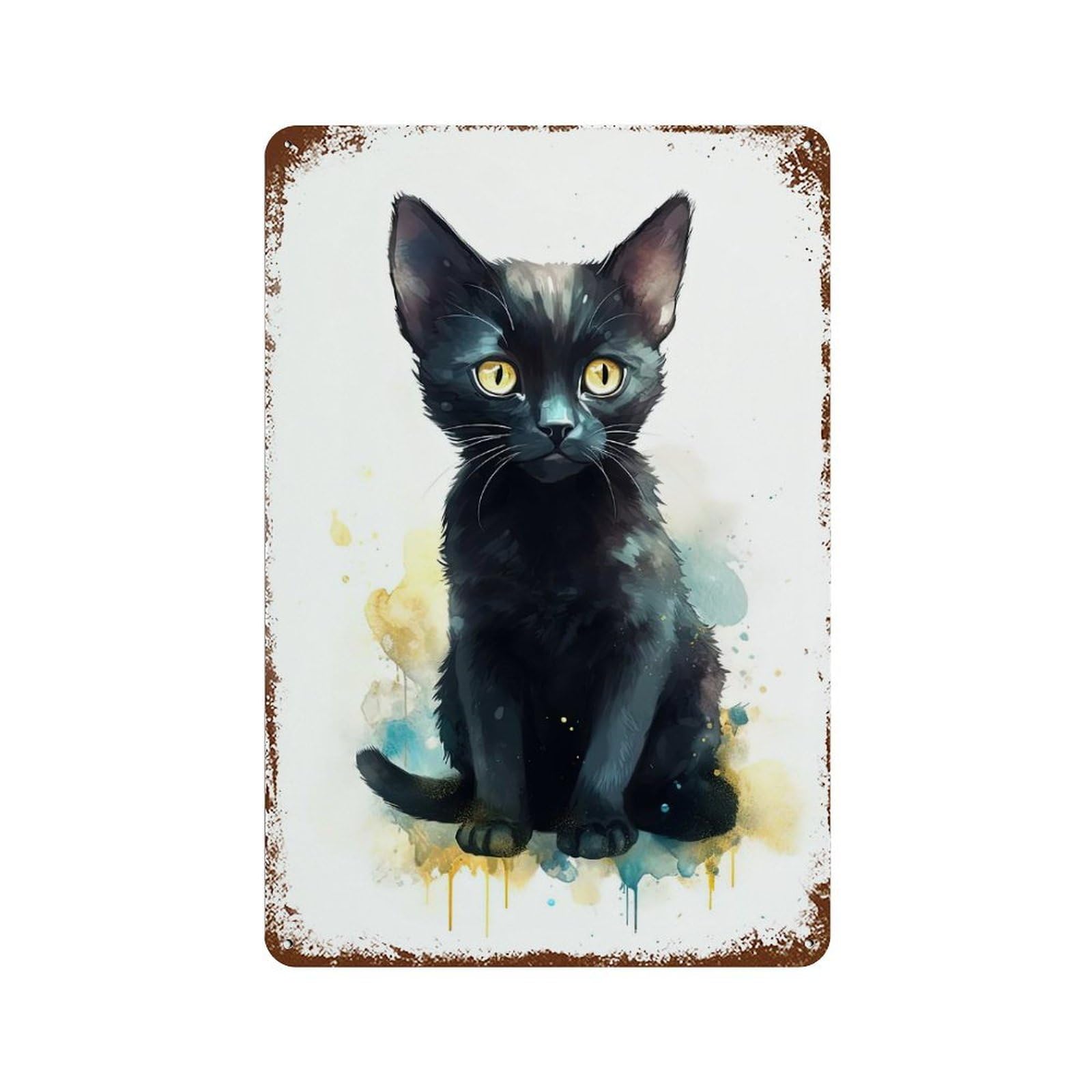 Garage Style Watercolor Bombay Cat Baby Distressed Metal Wall Sign 11.8"x7.9", Shabby Chic Decor for Bar And Workshop