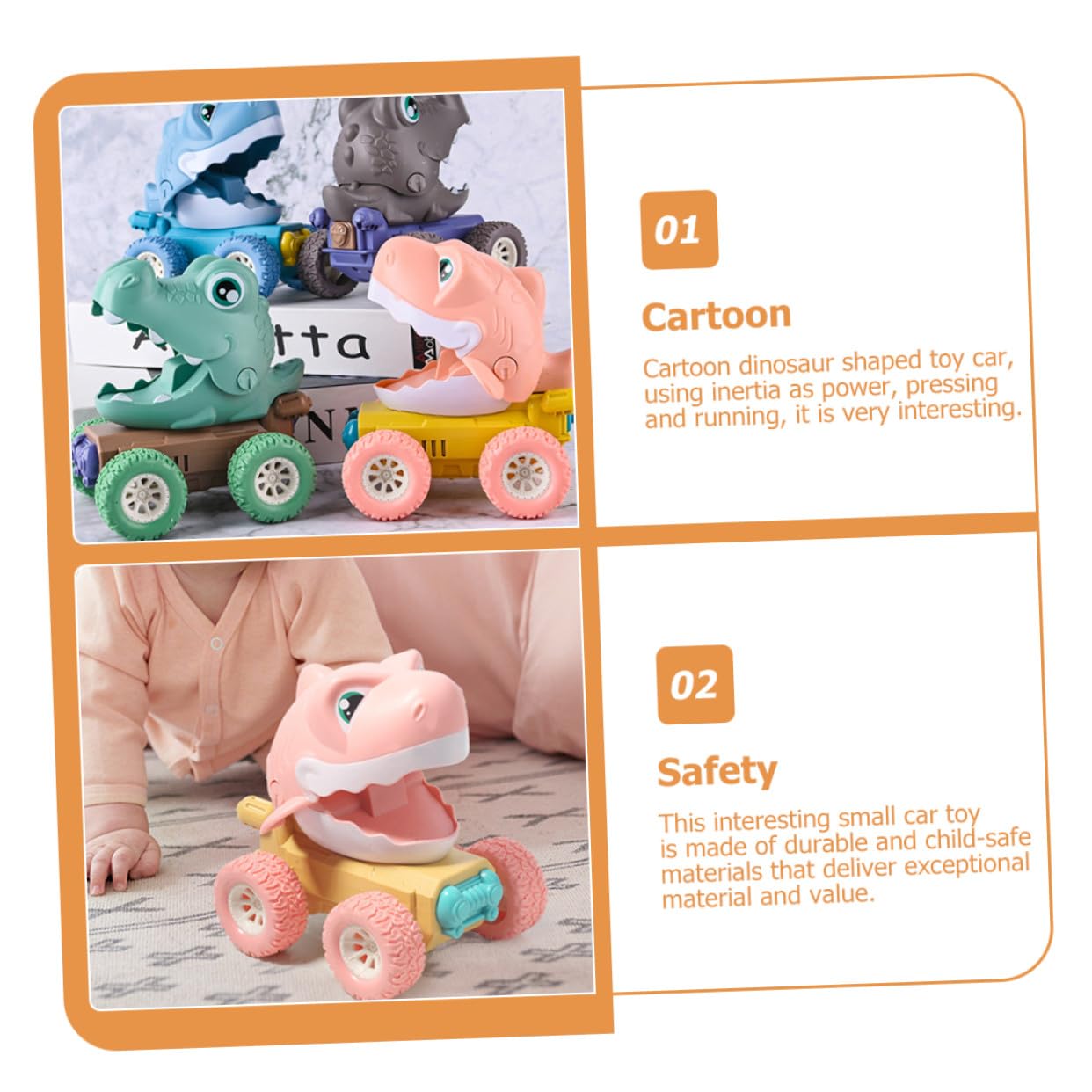 NOLITOY 4piezas Modelo de Vehículo Todoterreno de Dinosaurio para Juguete de Coche de Dinosaurio Efecto de Inercia Adecuado para Coleccionar y Jugar Casa