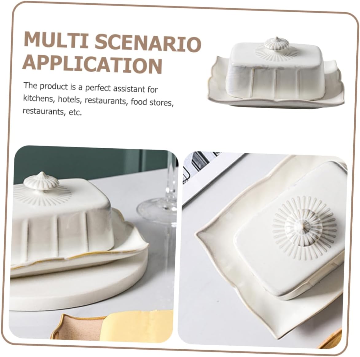 Ceramic Butter Plate with Cover Airtight Butter Server Dish for Kitchen and Dessert Shops Microwave Safe White Dish for Parties and Gift Giving