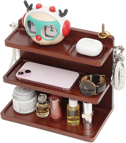 Organizador de escritorio de madera maciza, punto de reunión de artículos personales, buen ayudante para la oficina, adecuado para oficina,
