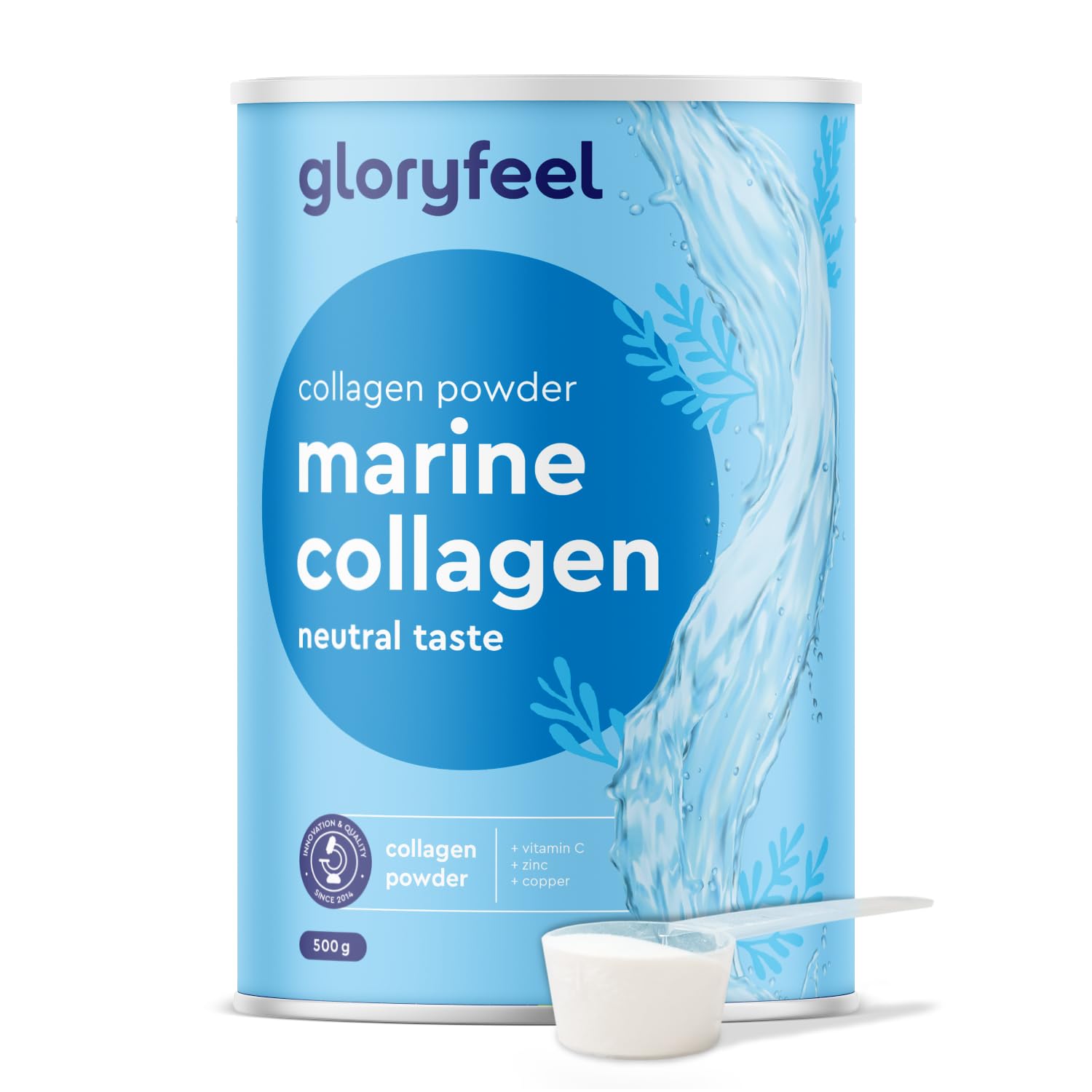Colágeno Marino Hidrolizado 500g - Péptidos de Colágeno VERISOL® (Tipo I, III) - 12.500mg Colageno Hidrolizado puro - Con Vitamina C, Zinc y Cobre para piel, cabello y uñas - Sabor neutro