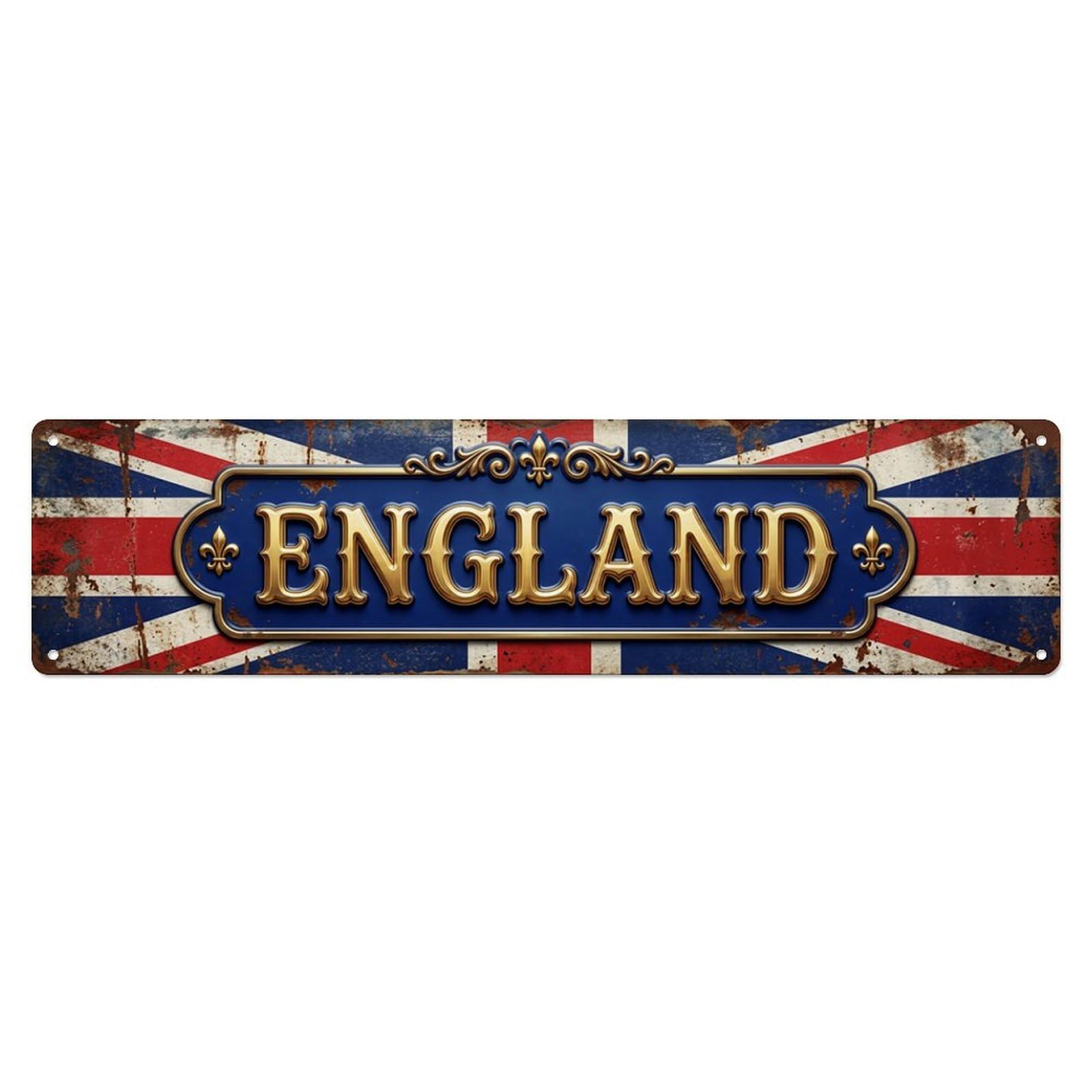 England Flag Decorative Heritage Metal Tin Skinny Sign Plaque Wall Decor for Cafe, Club Bar, Office, Home Garden Metal Poster 4x16Inch