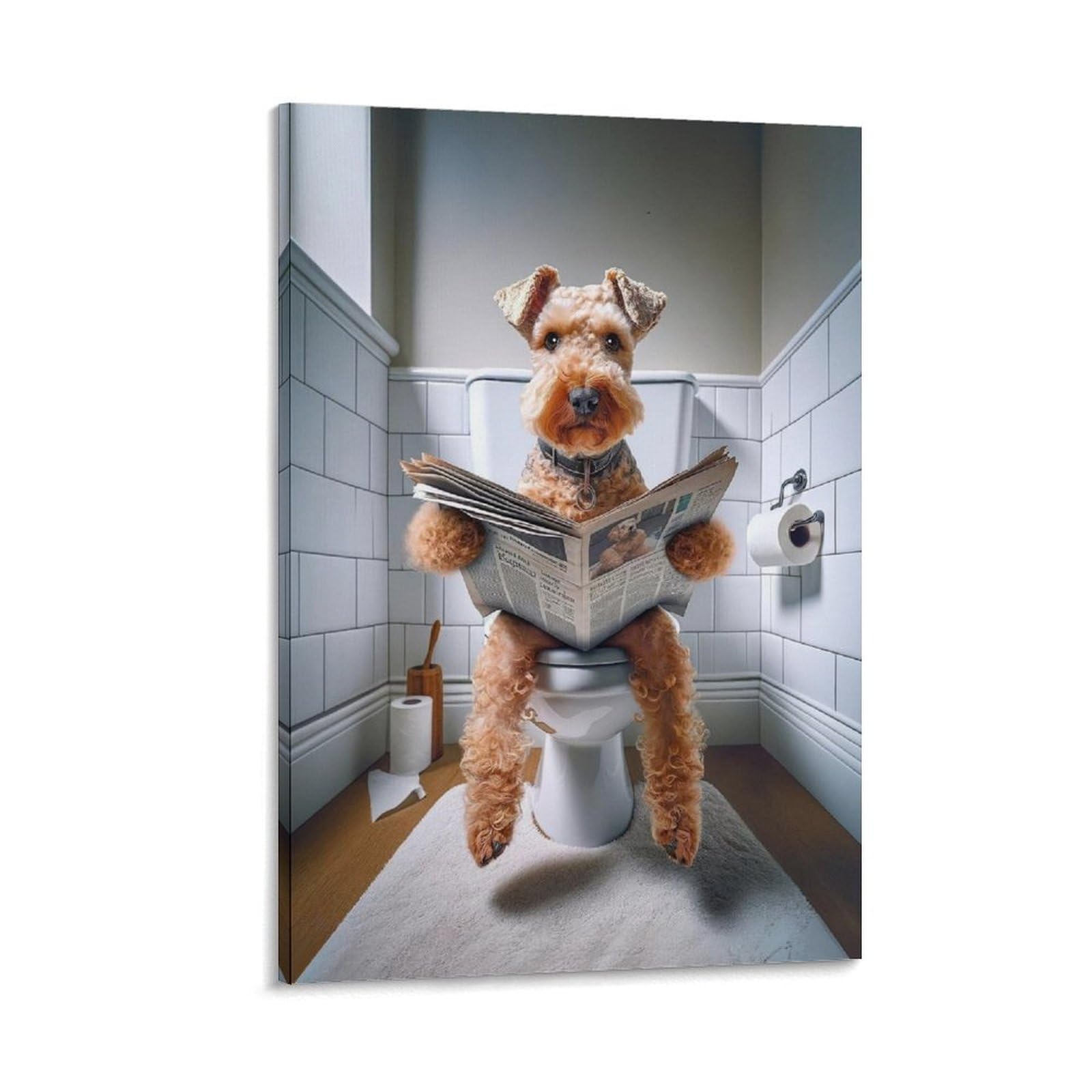GQVCJSW Lakeland Terrier, Funny Bathroom Decor Canvas Poster Bedroom Decor Landscape Office Room Decor Gift 20x30inch(50x75cm)